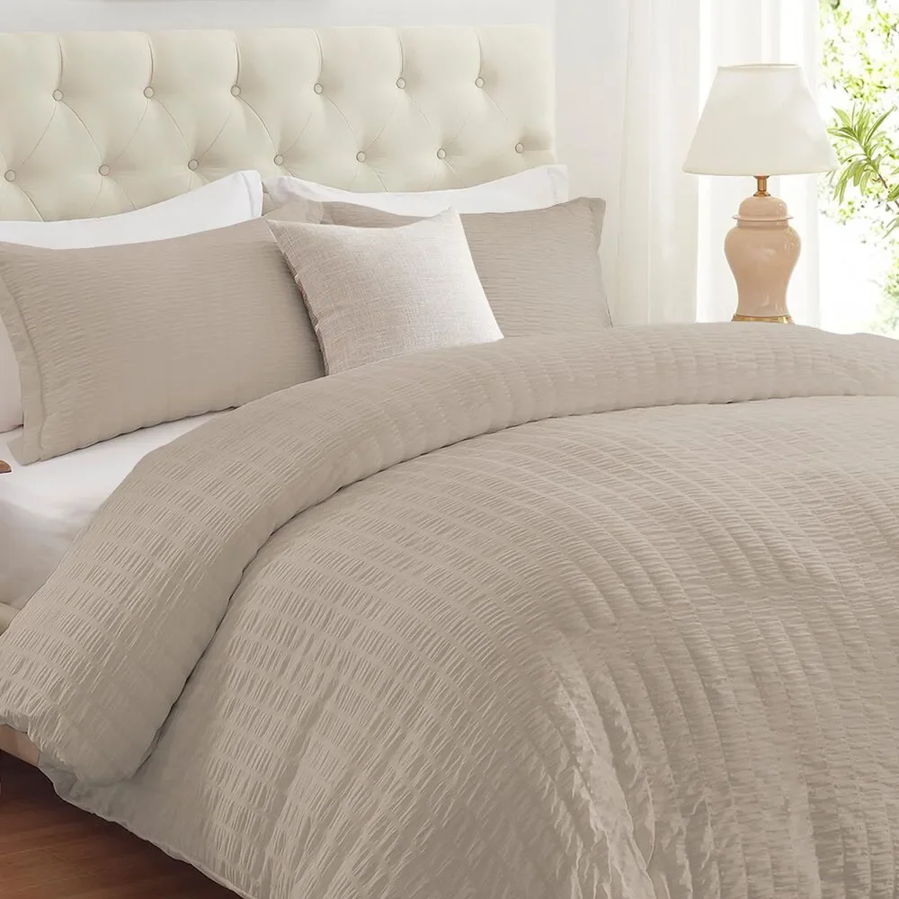 King Size Linen Duvet Cover Set, w/ Zipper +Ties (Duvet + 2 Pillow Shams)